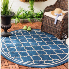 Load image into Gallery viewer, Courtyard Navy/Beige 8 ft. x 8 ft. Indoor/Outdoor Round Area Rug(1738RR)
