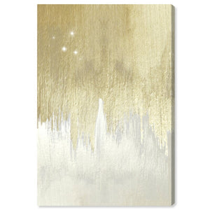 'Golden White Starry Night' - Wrapped Canvas Painting Print - #43CE