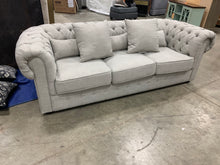 Load image into Gallery viewer, Waltman Chesterfield 98.5” Rolled Arm Sofa-Light Grey

