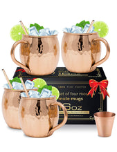 Load image into Gallery viewer, Moscow Mule Copper Mugs with 4 Straws and Shot Glass - 13 CDR
