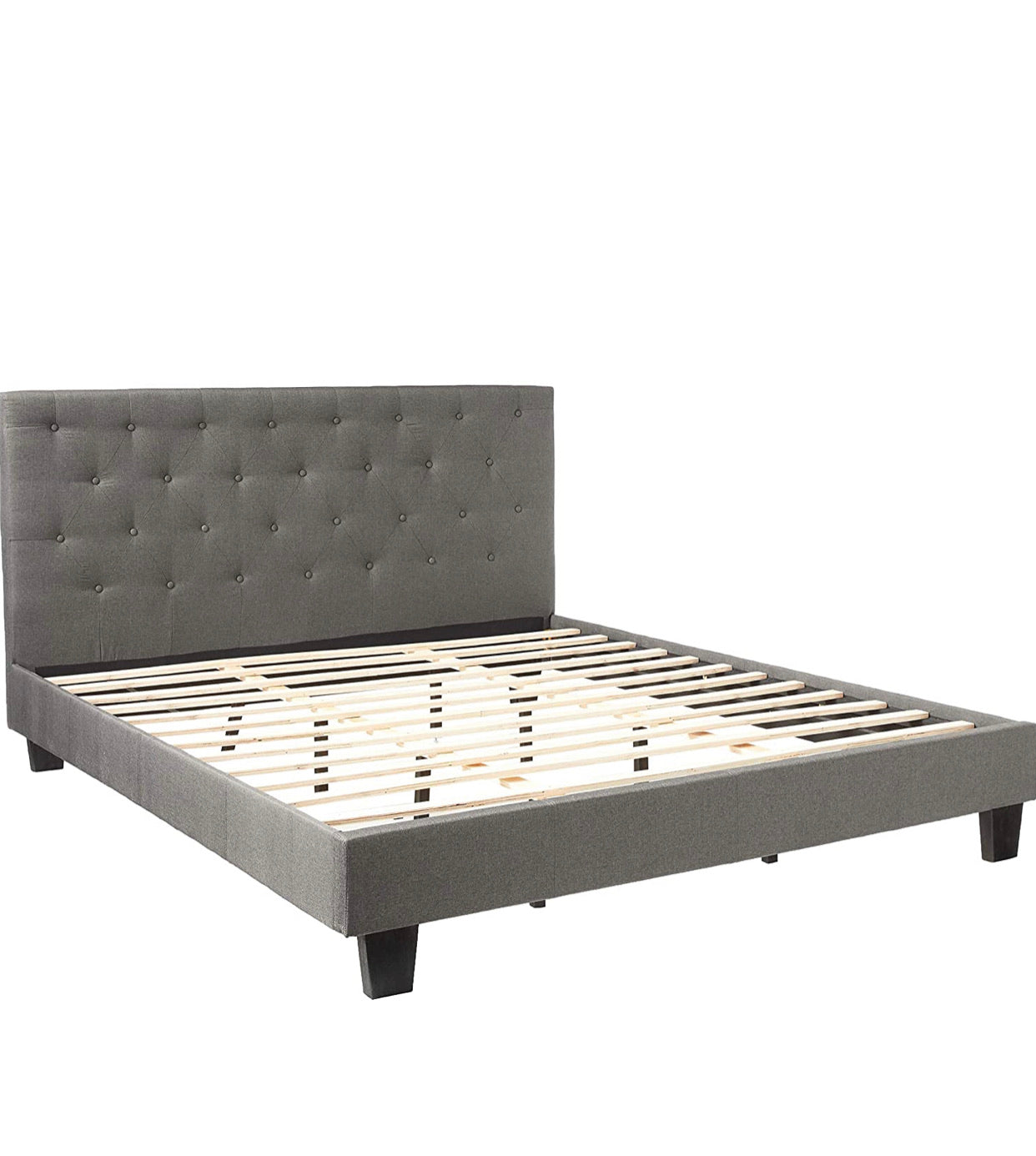 Furniture of America Roy Fabric Platform Bed with Button Tufted Headboard Design, *Headboard Only* California King, Gray #346HW