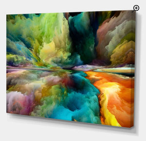 36" H x 46" W x 1.5" D Antonio Colorful Motion Gradients Of Surreal Mountains And Clouds Painting on Canvas, Wrapped Canvas