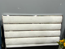 Load image into Gallery viewer, Baylor King Uphostered Platform **HEADBOARD ONLY** White Velvet Upholstery Fabric AS IS
