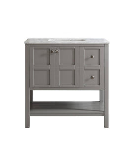 Florence 36 in. W x 22 in. D x 35 in. H Vanity in Grey with Marble Vanity Top in White with Basin #629HW
