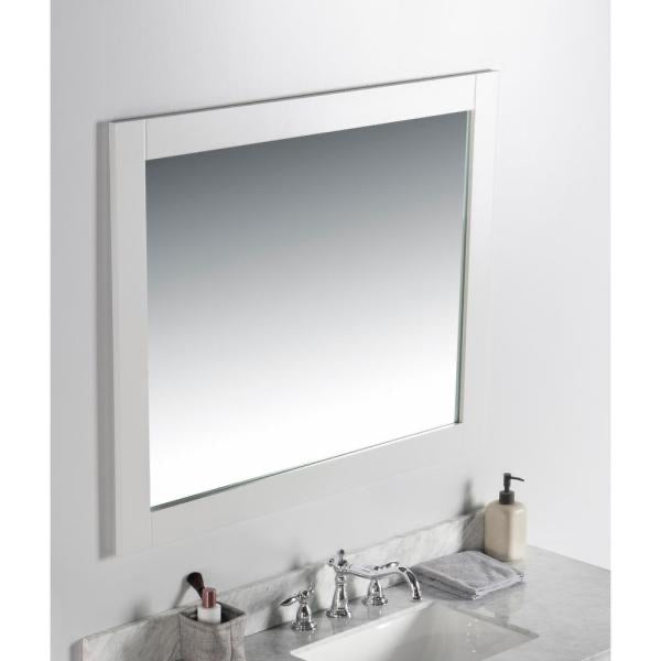 40 in. x 31.5 in. Single Framed Wall Mirror in White #4020