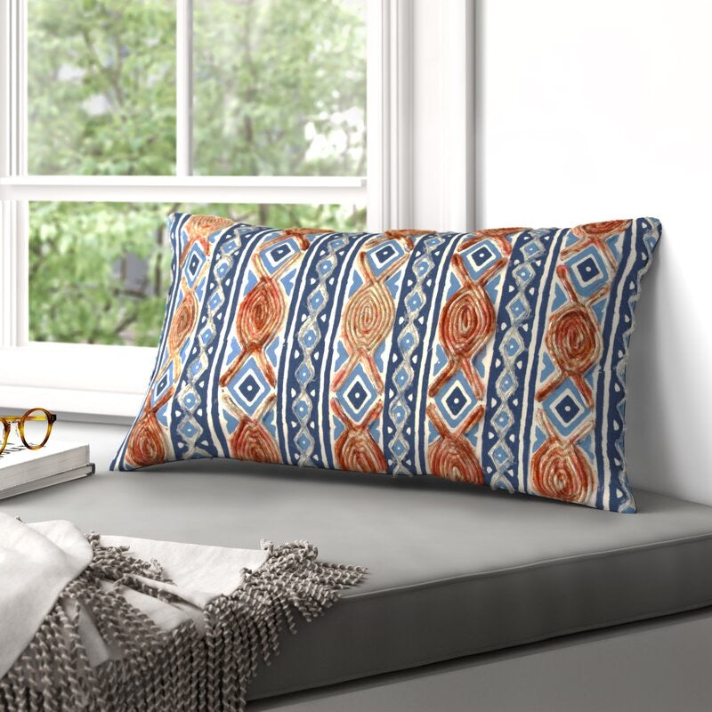 Brecken Cotton Geometric Lumbar Pillow - 191HA