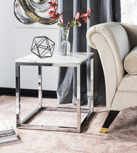 Load image into Gallery viewer, Bethany White Marble and Chrome End Table #772HW
