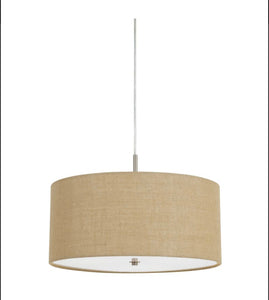 Addison 3 Light 18" Wide Single Pendant With Brown Fabric Drum Shade(814)
