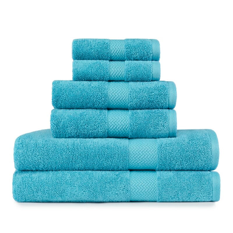 Tb Cypress Bay 6 Piece 100% Cotton Towel Set Blue(1886RR)