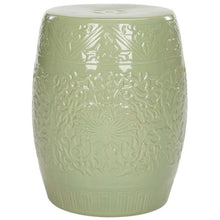 Load image into Gallery viewer, Lotus Lime Green Ceramic Garden Stool - #131CE
