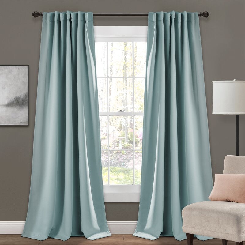 Bohannan Solid Blackout Thermal Tab Top Curtain Panels (Set of 2) HA9725