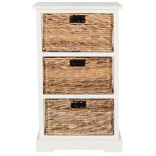 Load image into Gallery viewer, Halle 3 Wicker Basket Storage Side Table Distressed White(1275)
