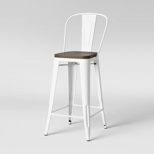 Carlisle Barstool with Wood Seat Matte 2pk White(1212- 2 boxes)