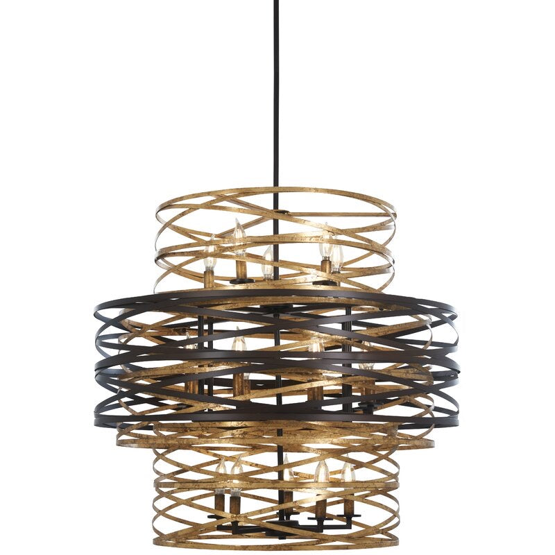 Dark bronze/Mosaic gold Harnett 18-Light Unique / Statement Tiered Chandelier 3159RR