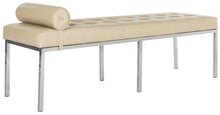 Load image into Gallery viewer, Xavier Beige Leather Tufted Bench With Pillow(2308RR)
