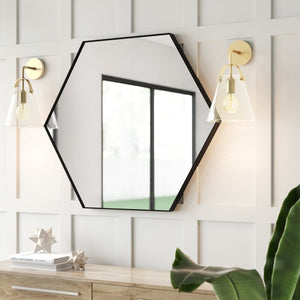 Cosmo Living 35" x 41" Modern Wall Mirror Black AS IS(1611RR)