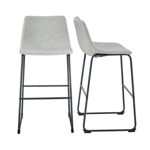 30” Faux Leather Barstool-Set of 2-Grey #3029