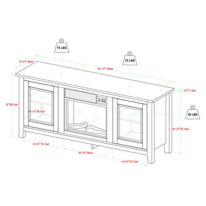 Kohn TV Stand for TVs up to 65" with Electric Fireplace Gray Wash(1306)