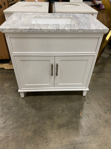 36" Single Sink Vanity White with Marble Top