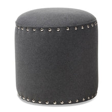 Load image into Gallery viewer, Rosine Modern And Contemporary Dark Grey Fabric Upholstered Nail Trim Ottoman (230)
