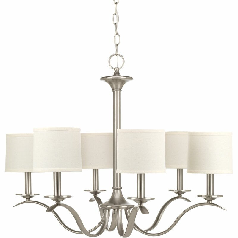 Sheffield 6 - Light Shaded Classic / Traditional Chandelier Brushed Nickel(328)