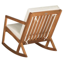 Load image into Gallery viewer, Vernon Teak Brown Wood Outdoor Rocking Chair with Beige Cushions - #110CE
