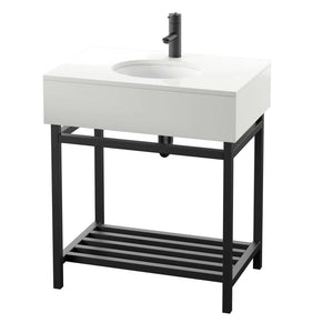 30 in. W x 20 in. D Vanity in Black with Stone Vanity Top and White Basin 1752AH