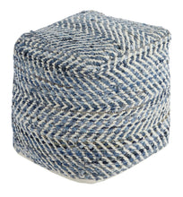 Load image into Gallery viewer, Chevron Pouf Blue #3035
