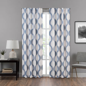 Weekley Geometric Room Darkening Thermal Single Curtain Panels Set of 4 Blue(683)