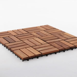 Nordic Style Brown 11.8" x 11.8" Teak Wood Interlocking Deck Tiles(732-2 boxes)