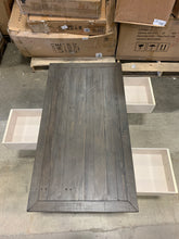 Load image into Gallery viewer, Farmhouse Whitewash Coffee Table with 3 Universal Drawers
