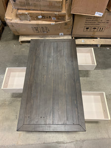 Farmhouse Whitewash Coffee Table with 3 Universal Drawers