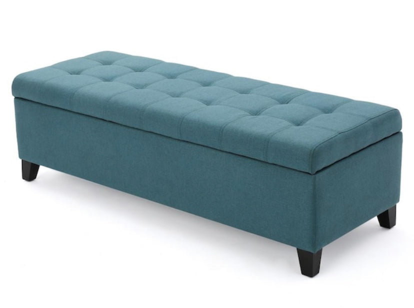 Mission Dark Teal Storage  Fabric Ottoman Bench 1532CDR