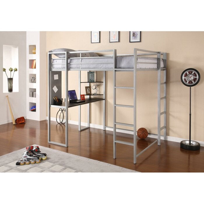 Aime loft deals bed with bookcase