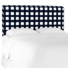 Load image into Gallery viewer, Harper Box Seam Panel Headboard Twin Navy/White Plaid
