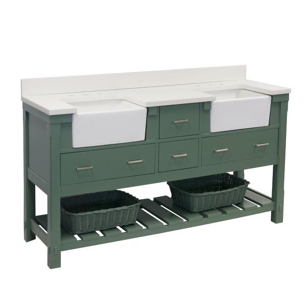 Charlotte 72-inch Farmhouse Double Vanity with Quartz Top
