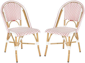 Rahul Stacking Patio Dining Chairs set of 2-Red/White #4671