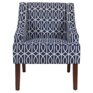 Finley Swoop Arm Accent Chair Blue Trellis Print(1431)