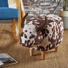 Load image into Gallery viewer, Bessie Cow Ottoman Brown/White(573)
