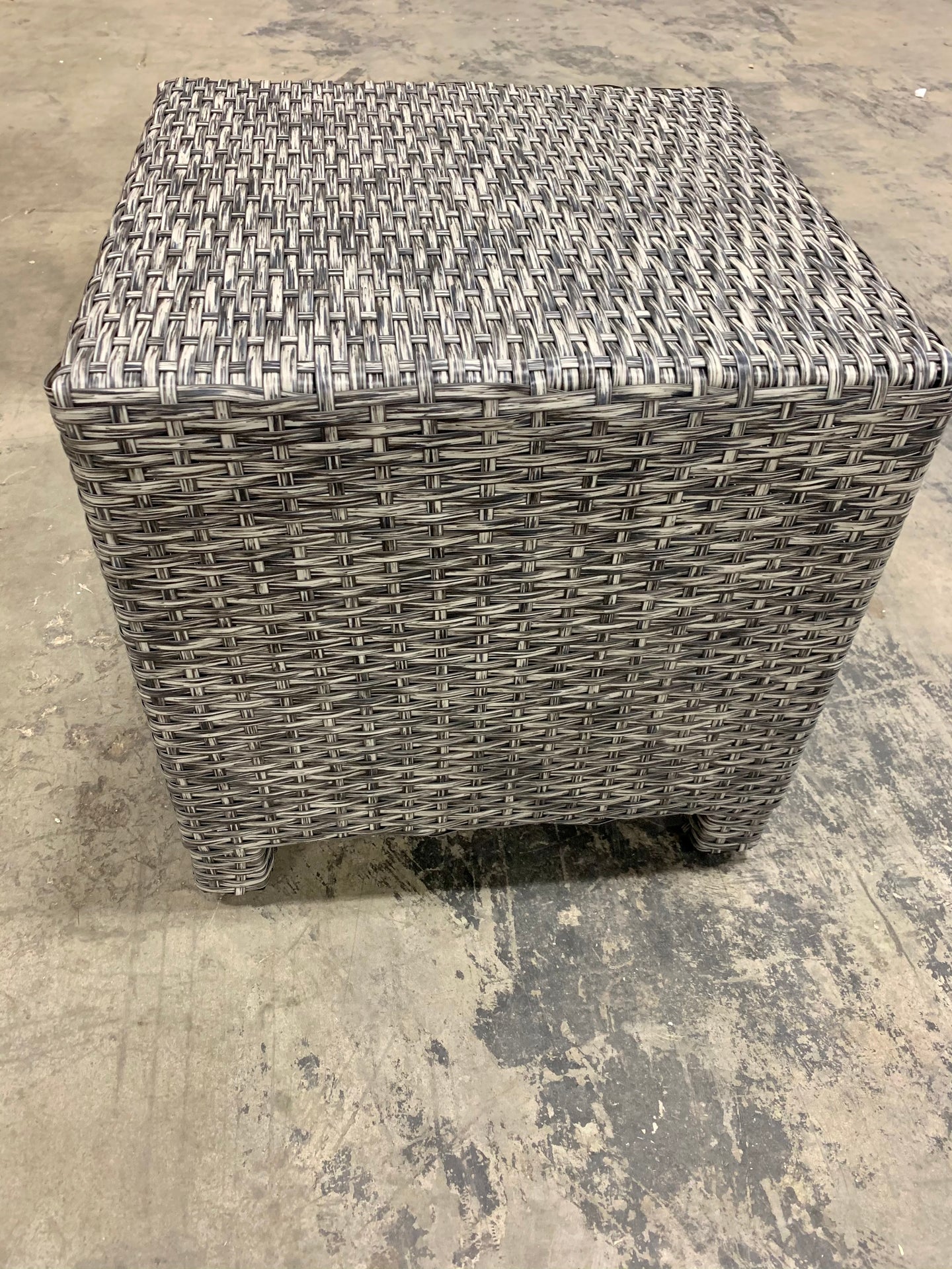 Gray Square Wicker and Rattan Ottoman (SB391)