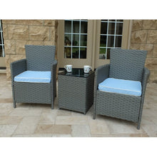 Load image into Gallery viewer, Pendergast 3 Piece Rattan Seating Group with Cushions Gray/Blue(711)

