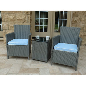 Pendergast 3 Piece Rattan Seating Group with Cushions Gray/Blue(711)