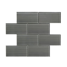 Load image into Gallery viewer, Premium Hand Painted 3&quot; x 6&quot; Glass Mosaic Subway Tile Dark Gray 144CDR
