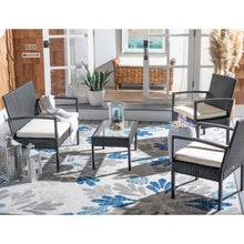 Load image into Gallery viewer, Safavieh Bassey 4-Piece Metal Frame Patio Conversation Set with Cushions #160-NT
