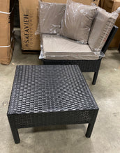 Load image into Gallery viewer, Naples Wicker Rattan Corner Seat and Table Set Black/Gray(1924RR)
