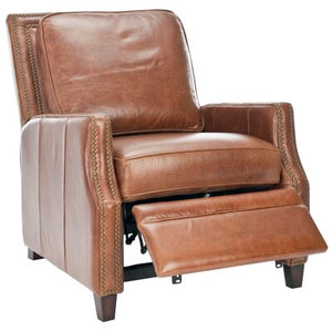 darby home co bischof genuine leather manual recliner #133-NT