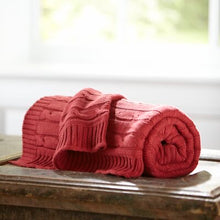 Load image into Gallery viewer, Marea Cable-Knit Cotton Throw-Red #2nd
