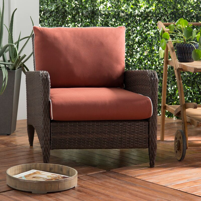 Mosca Patio Chair Single with Cushion Brown/Terracotta(1016)
