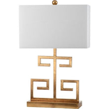 Load image into Gallery viewer, Greek 24 in. Gold Key Table Lamp with Off-White Shade (Set of 2) - #148CE

