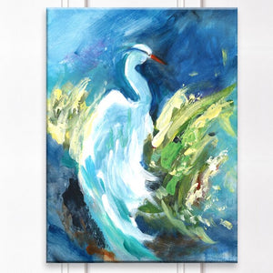 Heron in Color - Wrapped Canvas Print on Canvas 16 x 20(1019)